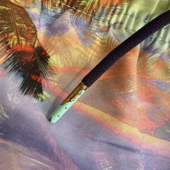 Sundek Swim Trunk Board Shorts Mens Size M Unlined Drawstring Tropical Palms - Picture 3 of 10